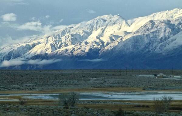 Hwy395 Poster featuring the photograph Inyo Mt. Range and Owens Lake by Amelia Racca