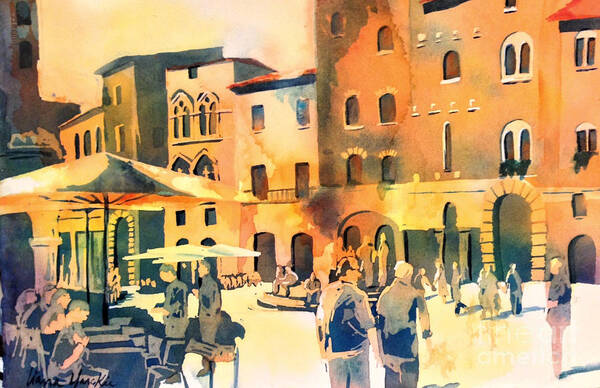 Italy Poster featuring the painting Italian Piazza by Liana Yarckin
