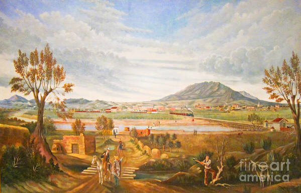 El Paso Poster featuring the painting Landscape View of El Paso Texas 1885 by Peter Ogden
