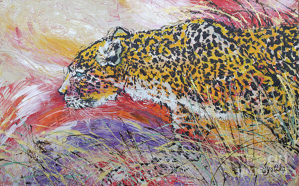 Leopard Poster featuring the painting Leopard's Gaze by Jyotika Shroff