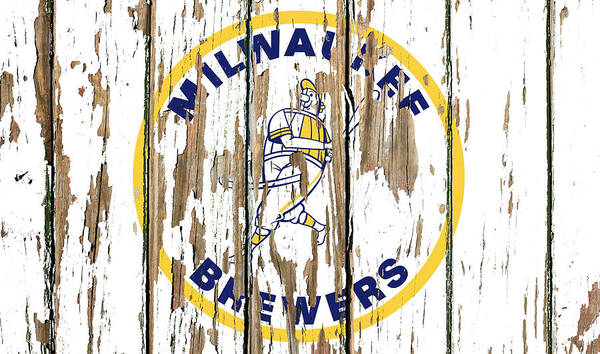 Milwaukee Brewers Vintage Logo on White Peeling Barn Wood Paint Poster by  Design Turnpike - Fine Art America
