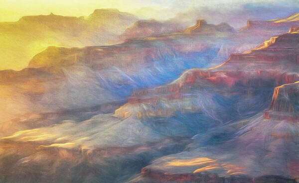 Grand Canyon Arizona Sunset Poster featuring the photograph Misty Sunset Shadows by Kevin Lane