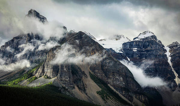 Mountain Drama Poster featuring the photograph Moody Mountains Canadian Rockies by Dan Sproul