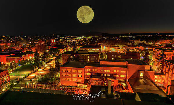 Moon Poster featuring the photograph Moon on Campus by Mark Joseph