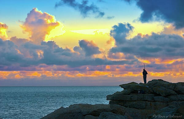 Skyscape Poster featuring the photograph Angler at Portland Bill by Alan Ackroyd