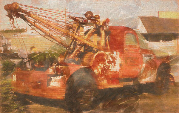 Tow Truck Poster featuring the digital art Old Tow Truck by Cathy Anderson