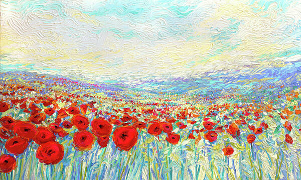 Iris Scott Poster featuring the painting Poppies of Oz by Iris Scott