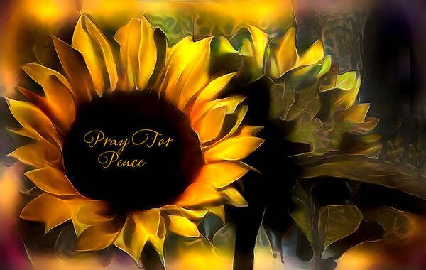 Sunflower Poster featuring the photograph Pray For Peace by Debra Kewley