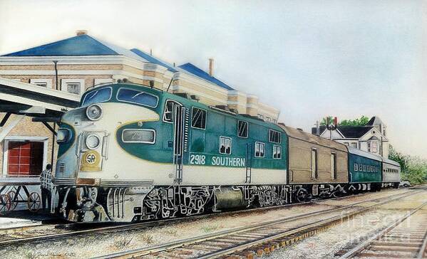 Train Poster featuring the drawing Queen City Bound by David Neace
