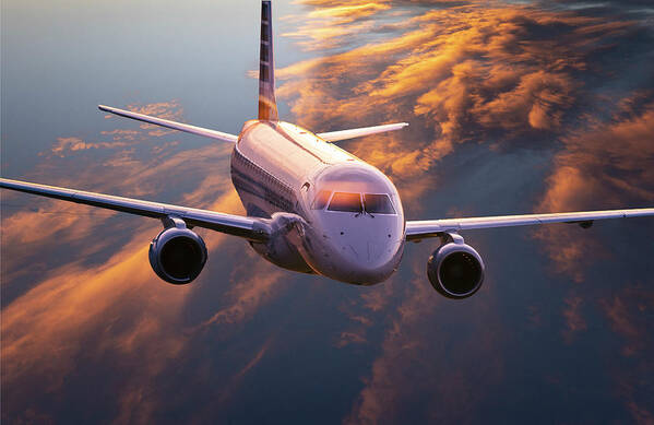 Aircraft Poster featuring the photograph Regional Jet Climbing to Cruise Altitude by Phil And Karen Rispin