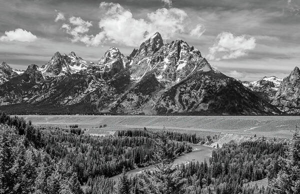 Grand Tetons National Park Poster featuring the photograph Remembering Ansel Adams, Black and White by Marcy Wielfaert