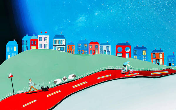 Hillside Village Poster featuring the digital art Robs Hill by John Mckenzie