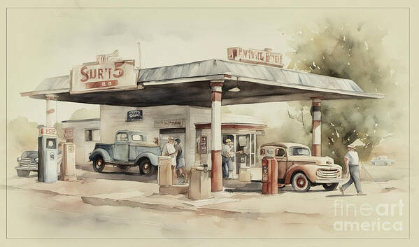 Route 66 Poster featuring the painting Route 66 by Jim Hatch