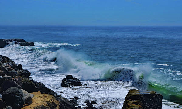 Santa Cruz Poster featuring the photograph Santa Cruz Wave Action by Marilyn MacCrakin