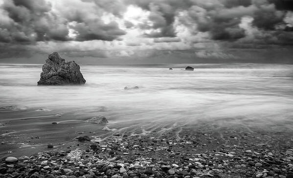 Seascape Poster featuring the photograph Seascape with windy waves during stormy weather. by Michalakis Ppalis