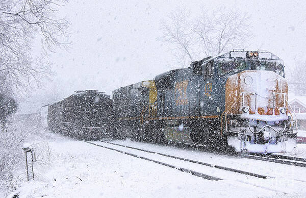 Csx. Trains Poster featuring the photograph Snow and Steel 2 by Rick Lipscomb