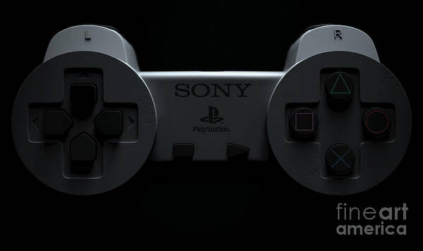 Playstation Poster featuring the digital art Sony Playstation 1 Gaming Controller by Allan Swart