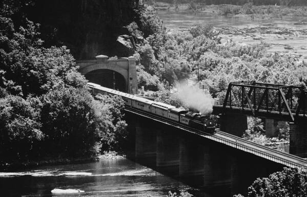 Steam Locomotive Poster featuring the photograph Steaming into Harpers Ferry by Steve Ember