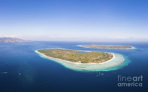 Asia Poster featuring the photograph Stunning view of the Gili Meno and Gili Trawangan in Indonesia by Didier Marti