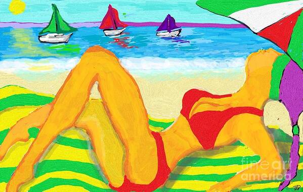 Beach Poster featuring the digital art Sun Bather by Diane Dahm