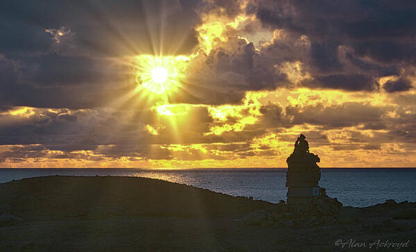Sunset Poster featuring the photograph Sunburst at Portland Bill by Alan Ackroyd