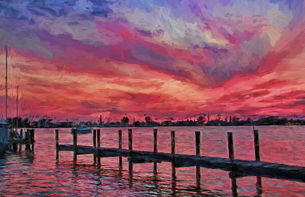 Cortez Fishing Village Poster featuring the photograph Sunset Impressionism by HH Photography of Florida