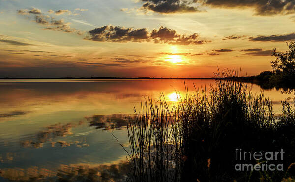 Sunset Poster featuring the photograph Sunset on lake by Jelena Jovanovic