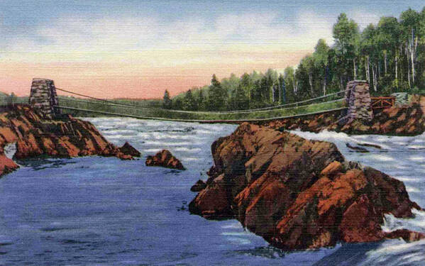 Duluth Poster featuring the photograph Swinging Bridge in Jay Cooke Park by Zenith City Press