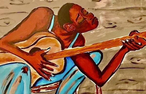  Poster featuring the painting The Blues by Angie ONeal