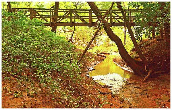 Footbridge Poster featuring the photograph The Footbridge in the Woods by Stacie Siemsen