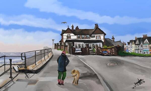 Hornsea Poster featuring the painting The Marine pub, Hornsea by Wendy Baughn