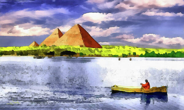 The Pyramids Of Gizah Poster featuring the painting The Pyramids of Gizah by George Rossidis