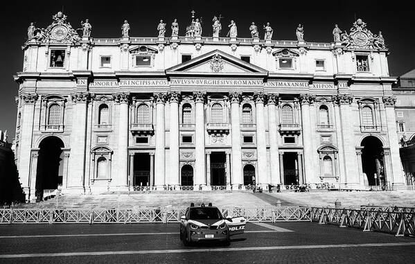 St. Peter's Square Poster featuring the photograph The Vatican from St. Peter's Sqaure Black and White by Shawn O'Brien