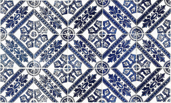 Blue Tiles Poster featuring the digital art Tiles Mosaic Design Azulejo Portuguese Decorative Art VII by Irina Sztukowski