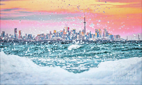 Toronto Poster featuring the photograph Toronto Skyline Icy Splashes by Charline Xia