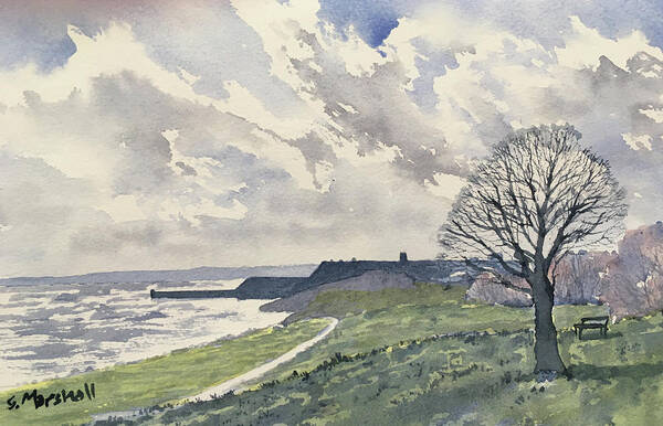 Watercolour Poster featuring the painting Towards Bridlington Bay from Sewerby Heads by Glenn Marshall