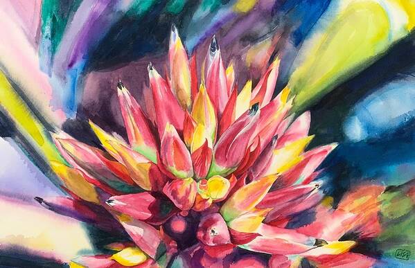 Flower Poster featuring the painting Tropical Flower Cluster by Lisa Tennant