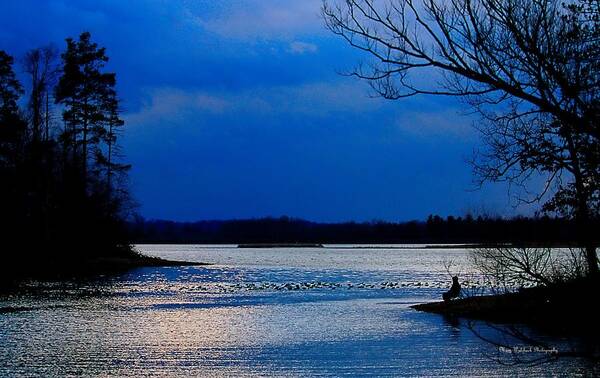 Landscape Poster featuring the photograph Twilight Time Fisherman by Mary Walchuck