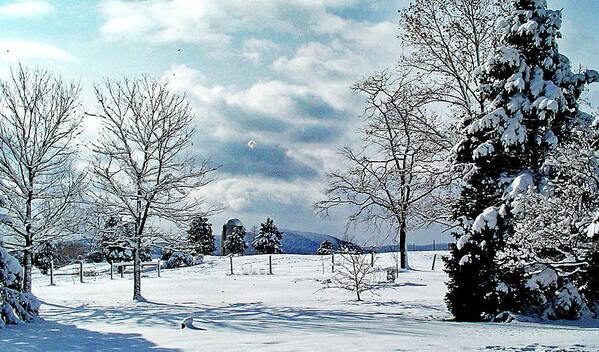 Snow Poster featuring the digital art View in Welsh Run, Pennsylvania by Nancy Olivia Hoffmann