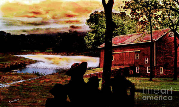 Homestead Poster featuring the painting Waiting out the Storm. by Bonnie Marie