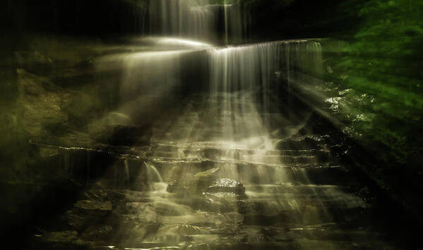Waterfall Explosion Of Light Poster featuring the photograph Waterfall Explosion Of Light by Dan Sproul