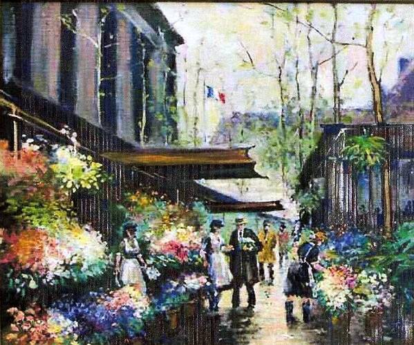  French Flower Market Poster featuring the painting Flower Market by Philip Corley