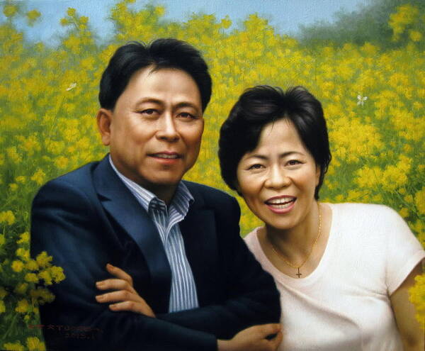 Couple Poster featuring the painting Married couple by Yoo Choong Yeul
