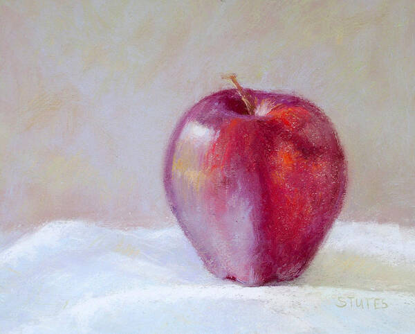 Still Life Poster featuring the drawing Apple #1 by Nancy Stutes