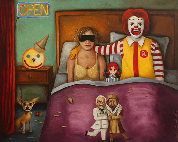 Mcdonald's Poster featuring the painting Fast Food Nightmare #1 by Leah Saulnier The Painting Maniac