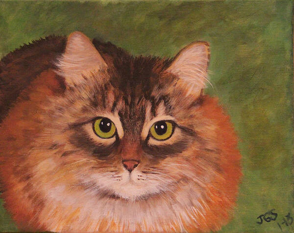 Pets Poster featuring the painting Green Eyed Kitty by Janet Greer Sammons