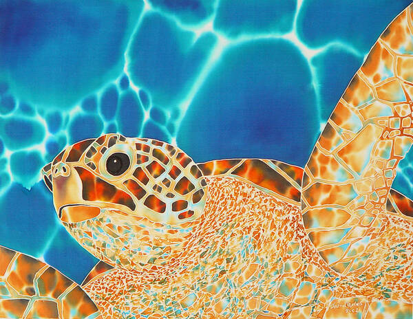 Sea Turtle Poster featuring the painting Green Sea Turtle #4 by Daniel Jean-Baptiste