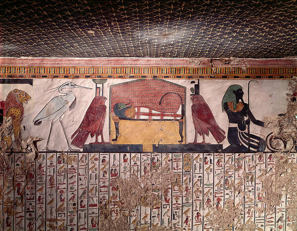 Ancient Egypt Poster featuring the painting Tomb Painting Of Osiris #1 by Brian Brake