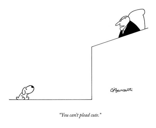 Dogs Poster featuring the drawing You Can't Plead Cute by Charles Barsotti