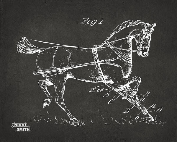 Horse Poster featuring the digital art 1900 Horse Hobble Patent Artwork - Gray by Nikki Marie Smith